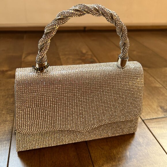 Imoshion Women's Silver Studded Evening Handbag Clutch Purse Removable Straps - Picture 1 of 15